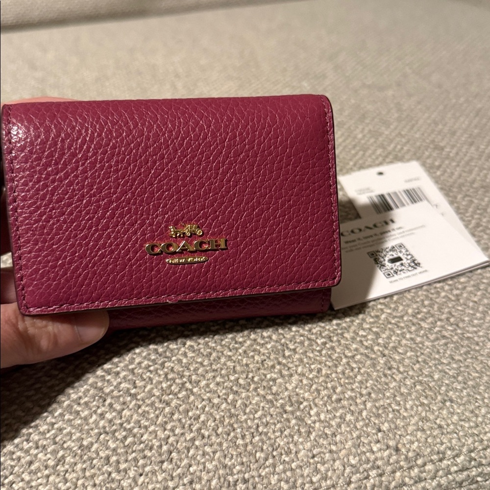 Coach Dark Pink Micro Leather Wallet NWT